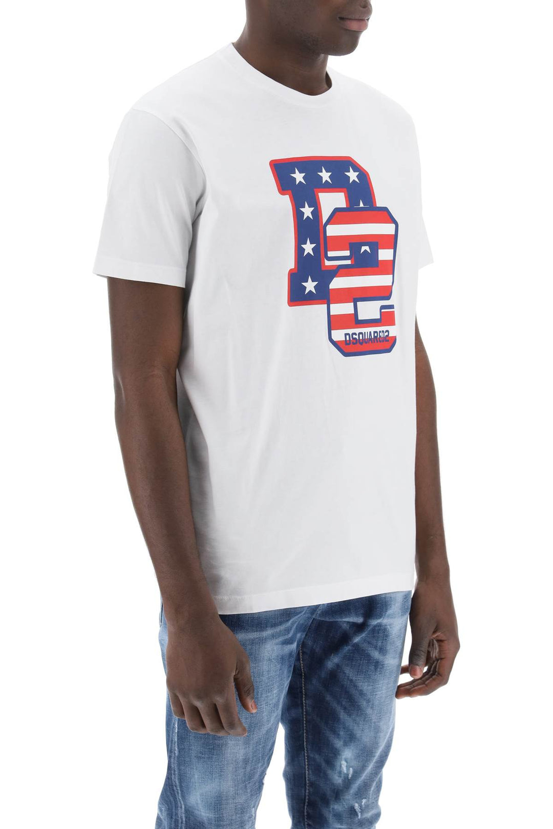 Dsquared2 Cool Fit T Shirt With D2 Print   Bianco