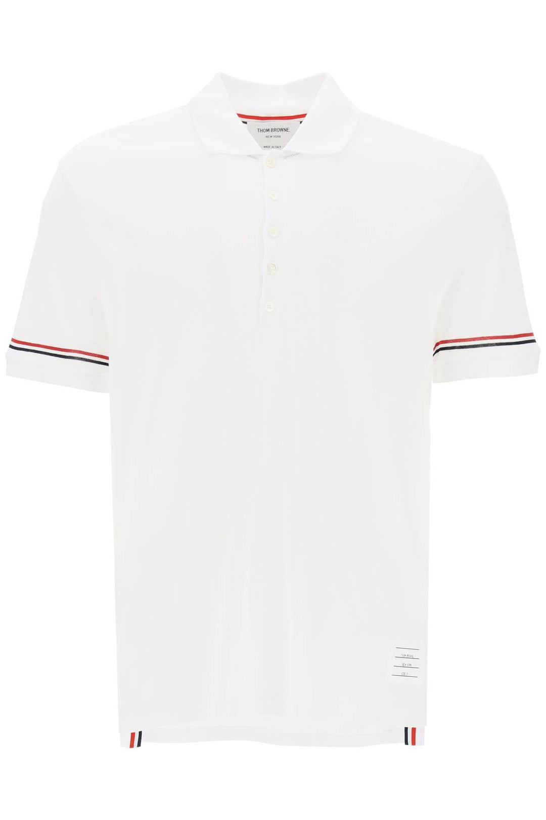 Thom Browne Tricolor Intarsia Polo Shirt   Bianco