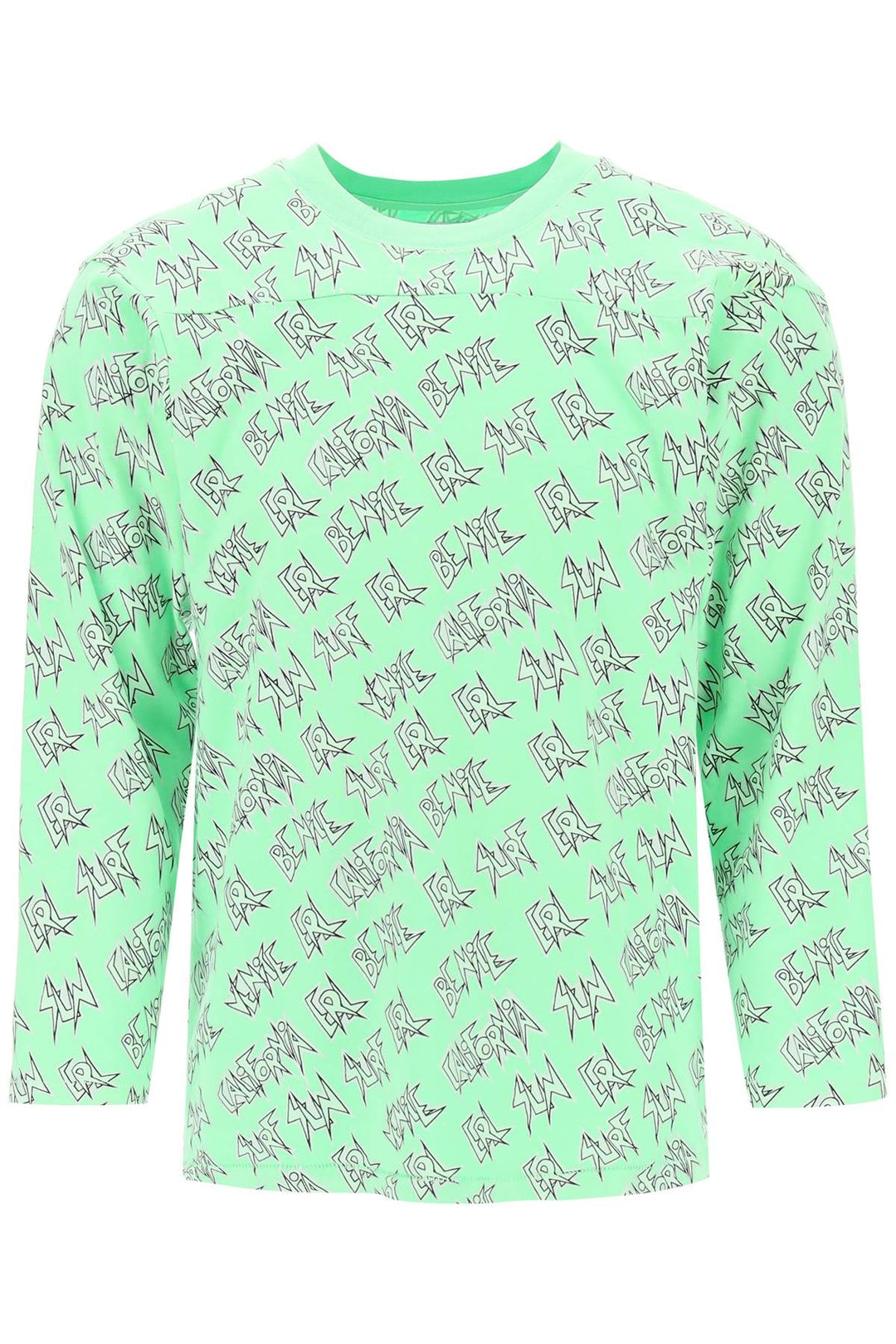 Erl 'Waffle' Long Sleeved T Shirt With All Over Print   Verde
