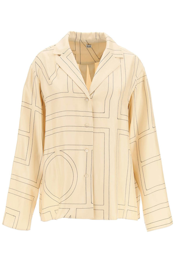 Toteme Monogram Silk Pajama Top   Beige