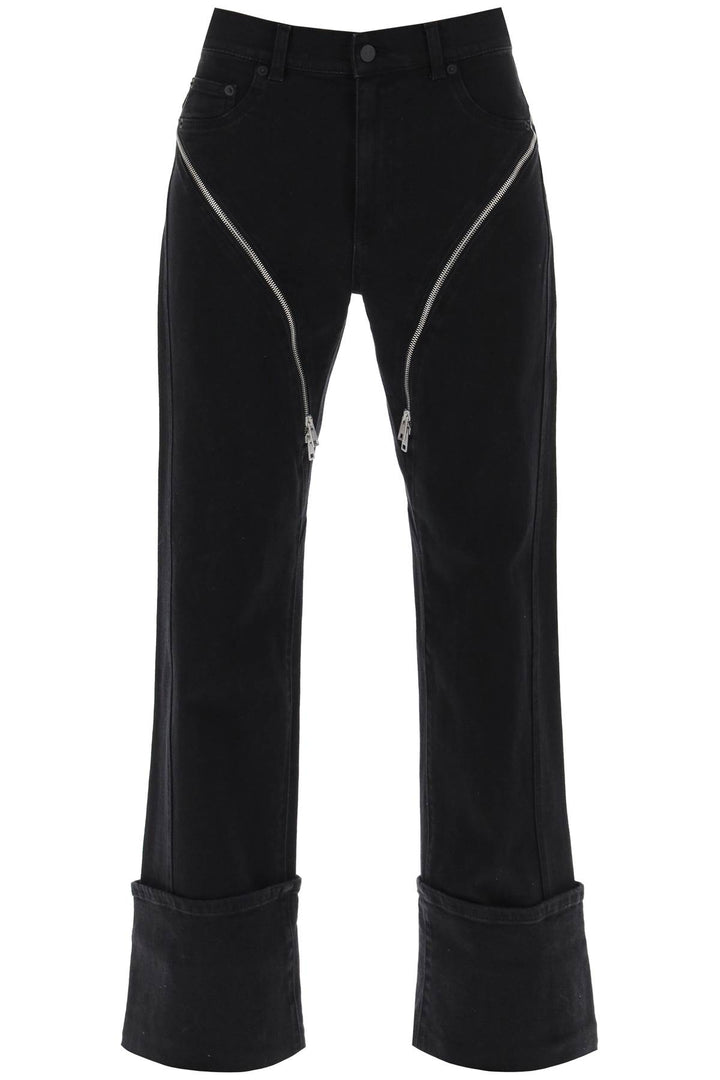 Mugler Straight Jeans With Zippers   Nero