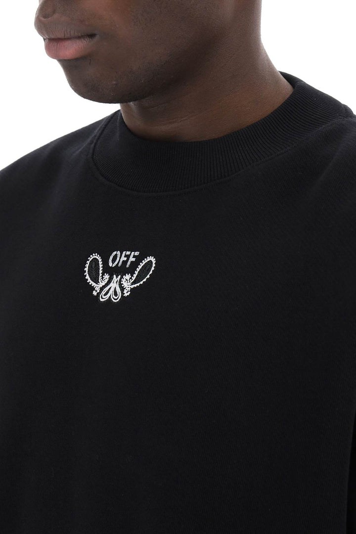 Off White Replace With Double Quotearrow Bandana Crewneck Sweat   Black
