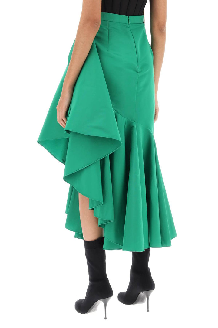 Alexander Mcqueen Asymmetric Skirt With Maxi Flounce   Verde