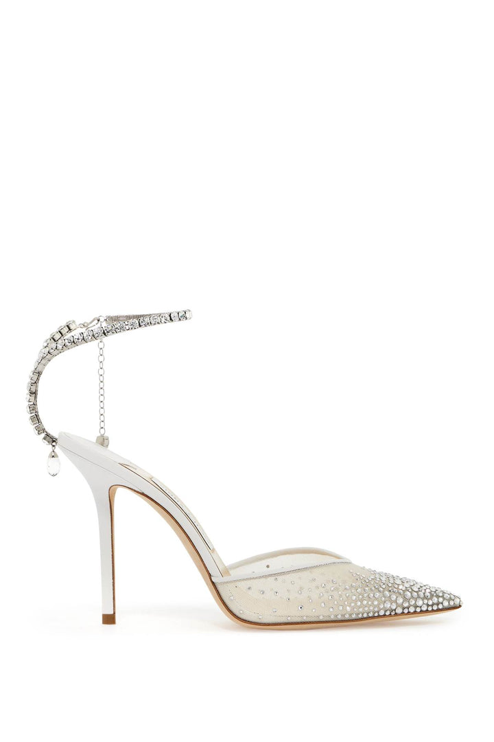 Jimmy Choo Saeda 100 Pumps With Crystals   White