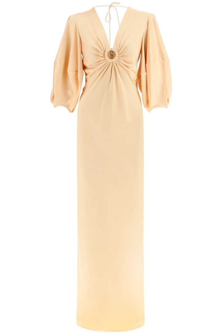 Stella Mc Cartney Satin Maxi Dress With Cut Out Ring Detail   Rosa