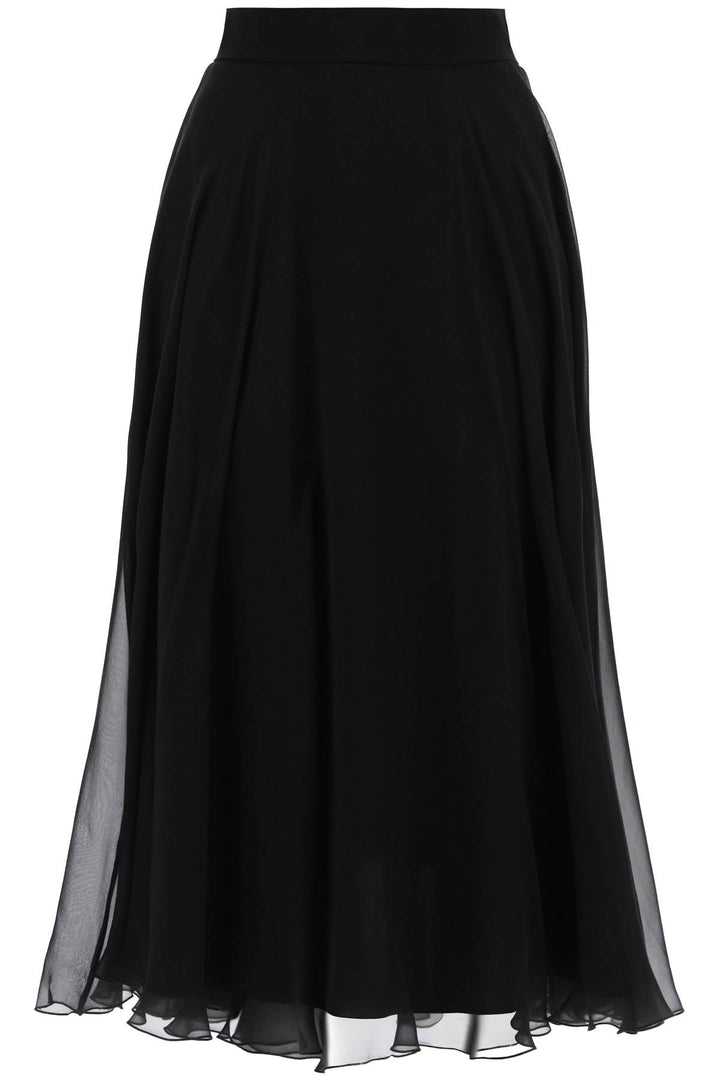 Dolce & Gabbana Silk Flared Skirt With Wheel   Nero