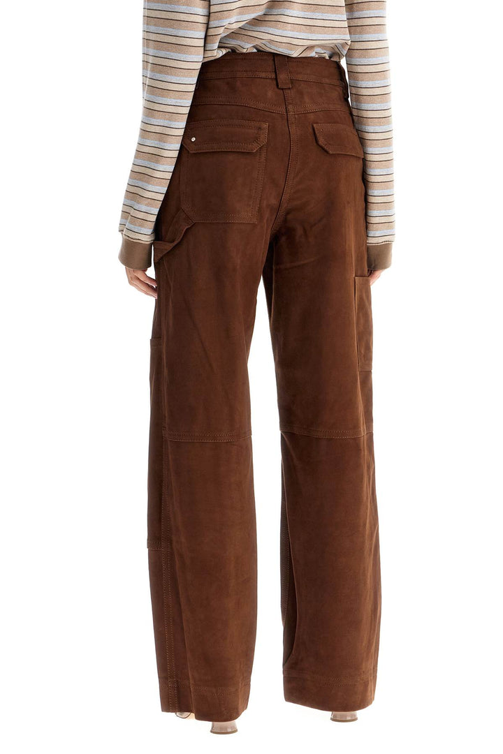 Saks Potts Suede Leather Workwear Pants   Brown