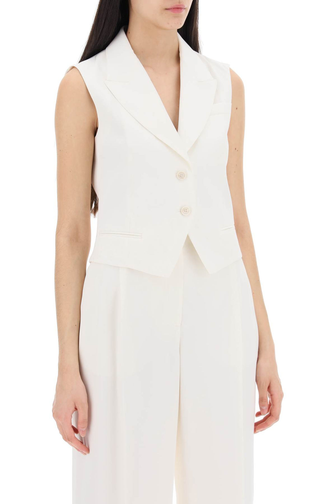 Alexander Mcqueen Cropped Viscose Twill Vest For   White