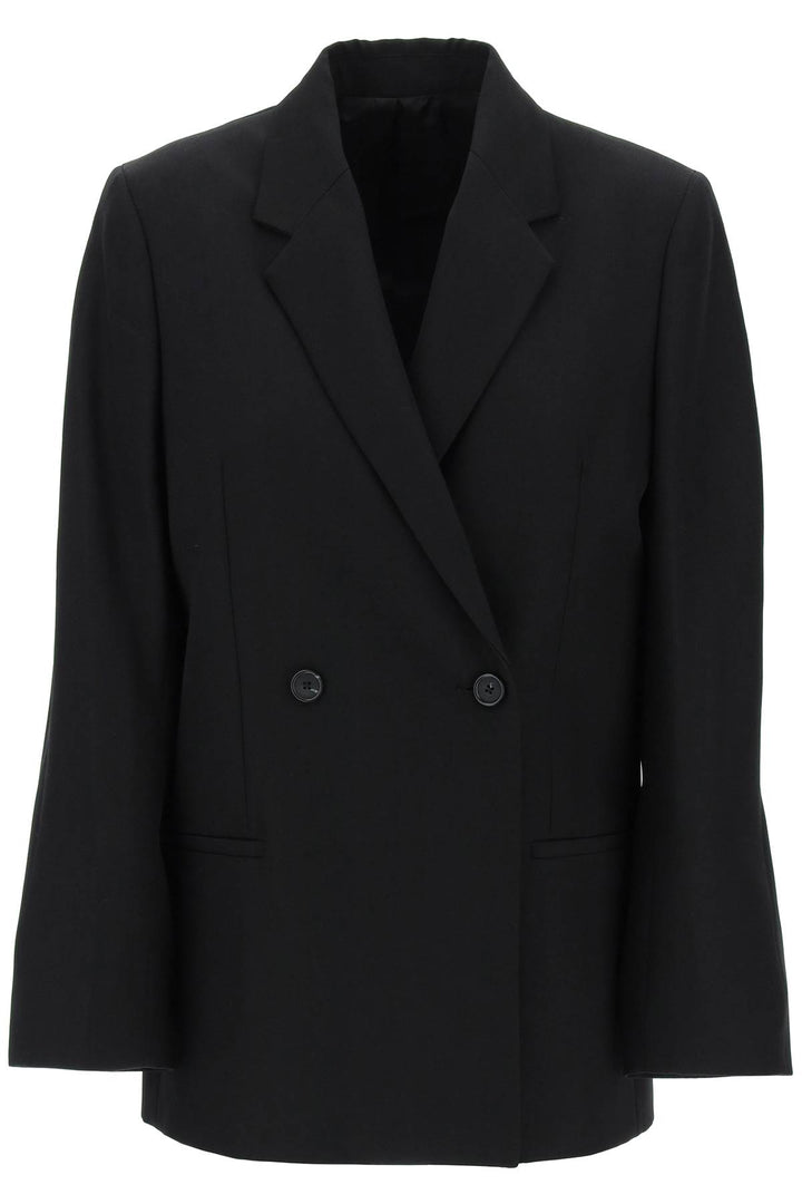 Toteme Double Breasted Recycled Wool Blazer   Nero