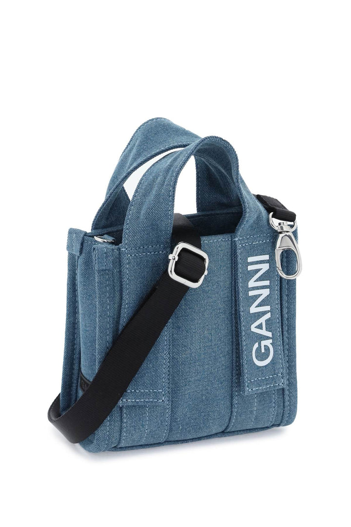 Ganni Denim Tech Mini Tote Bag   Blu