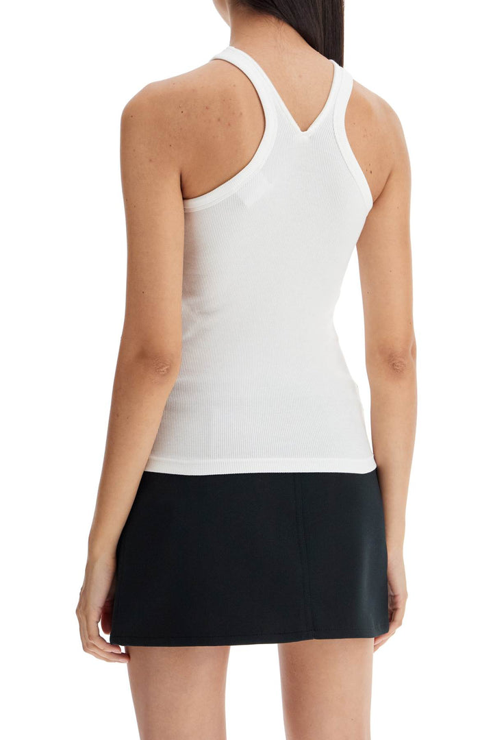Courreges Ribbed Tank Top With Zipper On The Neckline   White