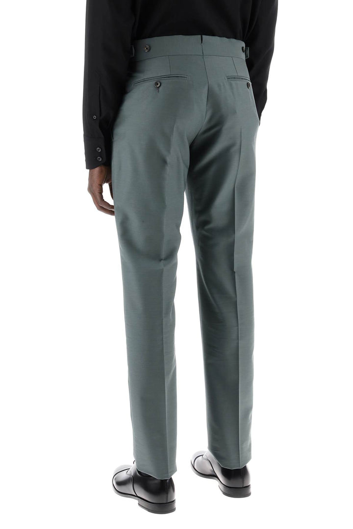 Tom Ford Atticus Tailored Trousers In Mikado   Verde