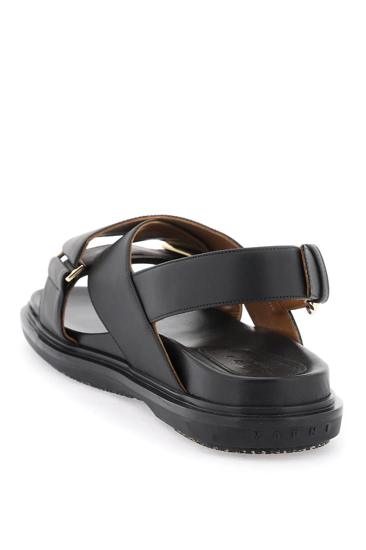 Marni Fussbett Leather Sandals   Black