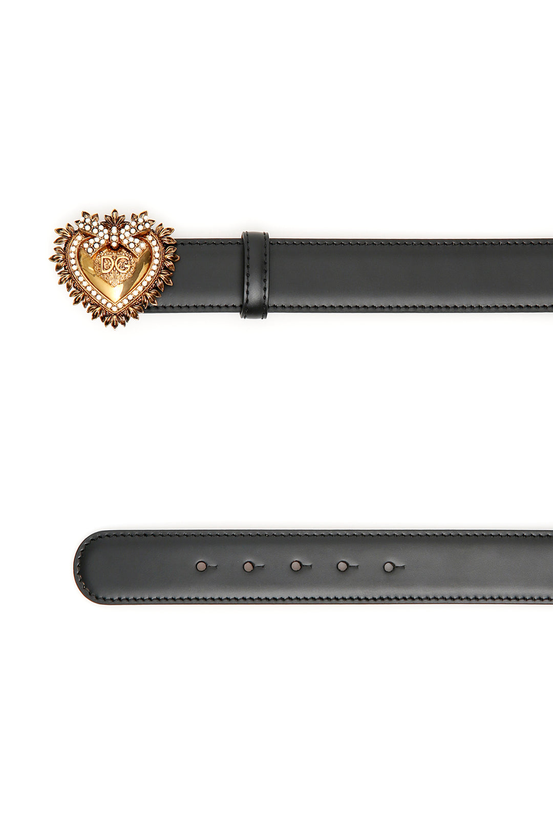 Dolce & Gabbana Devotion Leather Belt   Black