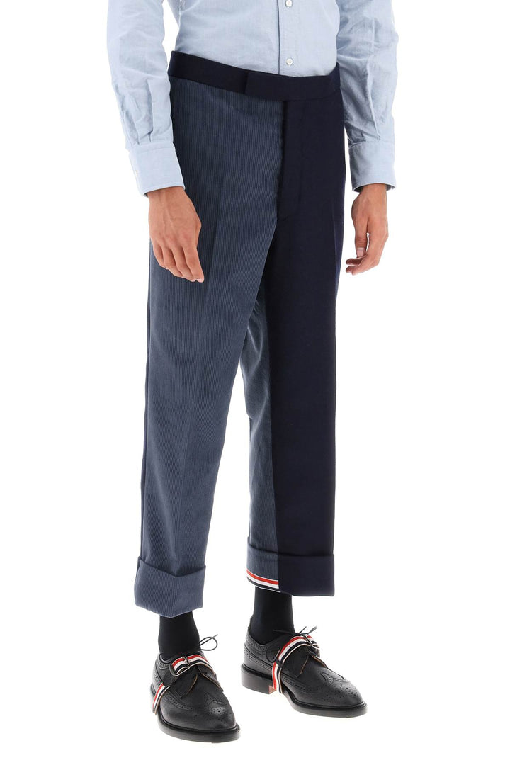 Thom Browne Cuffed Trousers In Funmix Shetland   Blu