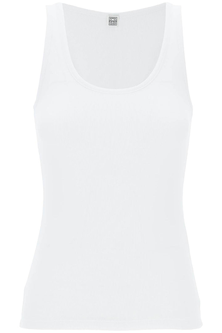 Toteme Replace With Double Quoteribbed Jersey Tank Top With   Bianco