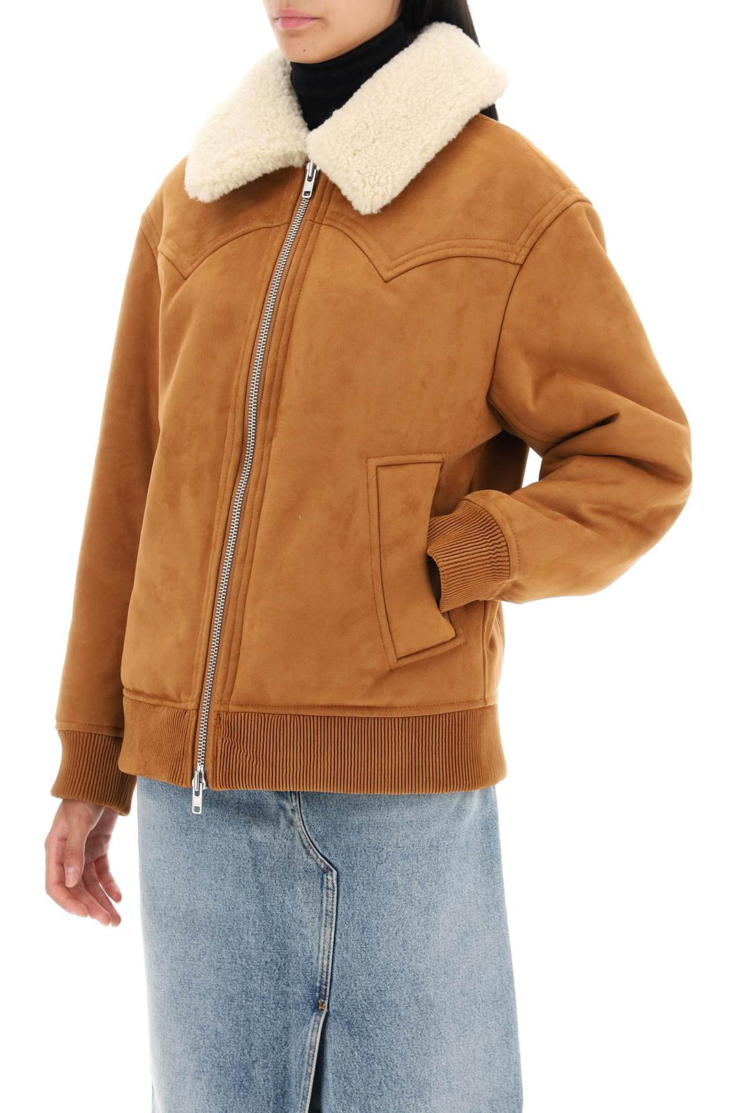 Stand Studio Lillee Eco Shearling Bomber Jacket   Marrone