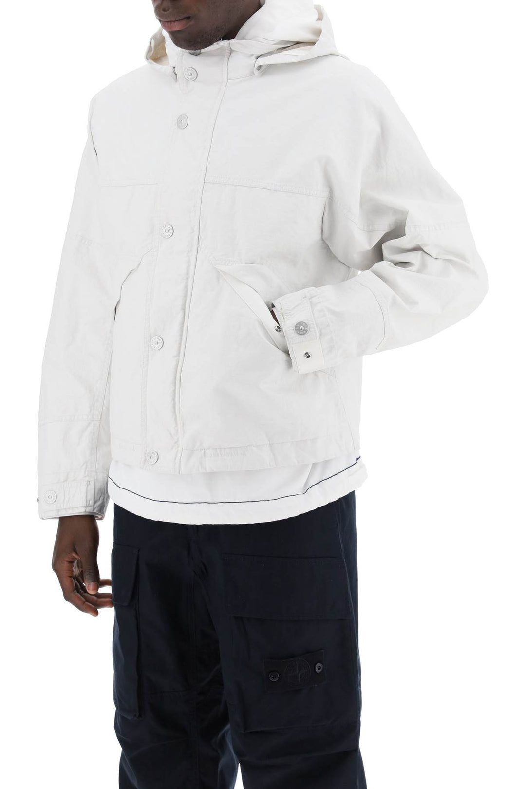 Stone Island Marina Raw Plated Linen Jacket With   White