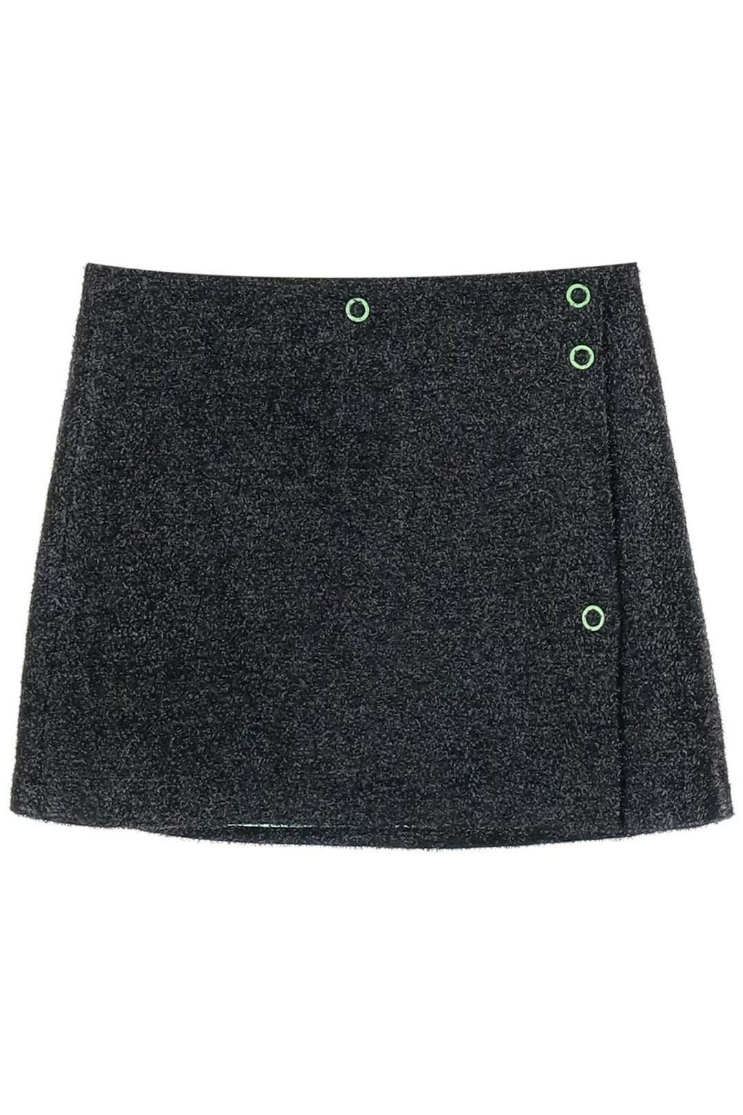 Ganni Mini Lamé Tweed Wrap Skirt   Nero