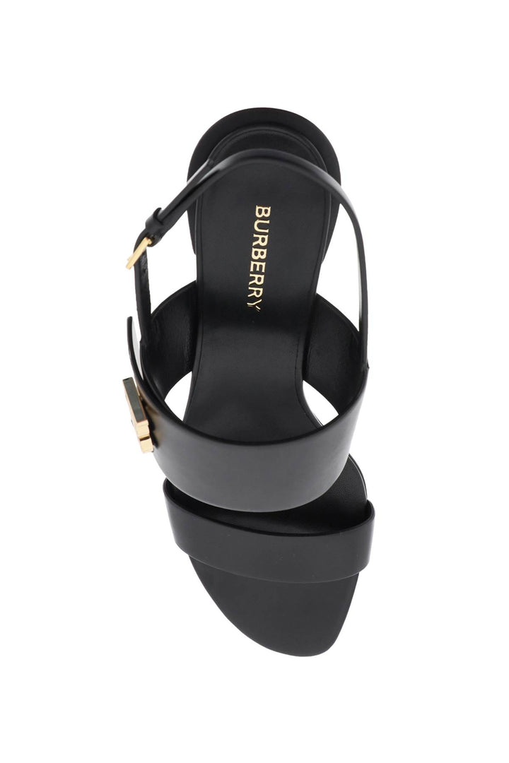 Burberry Leather Sandals With Monogram   Nero