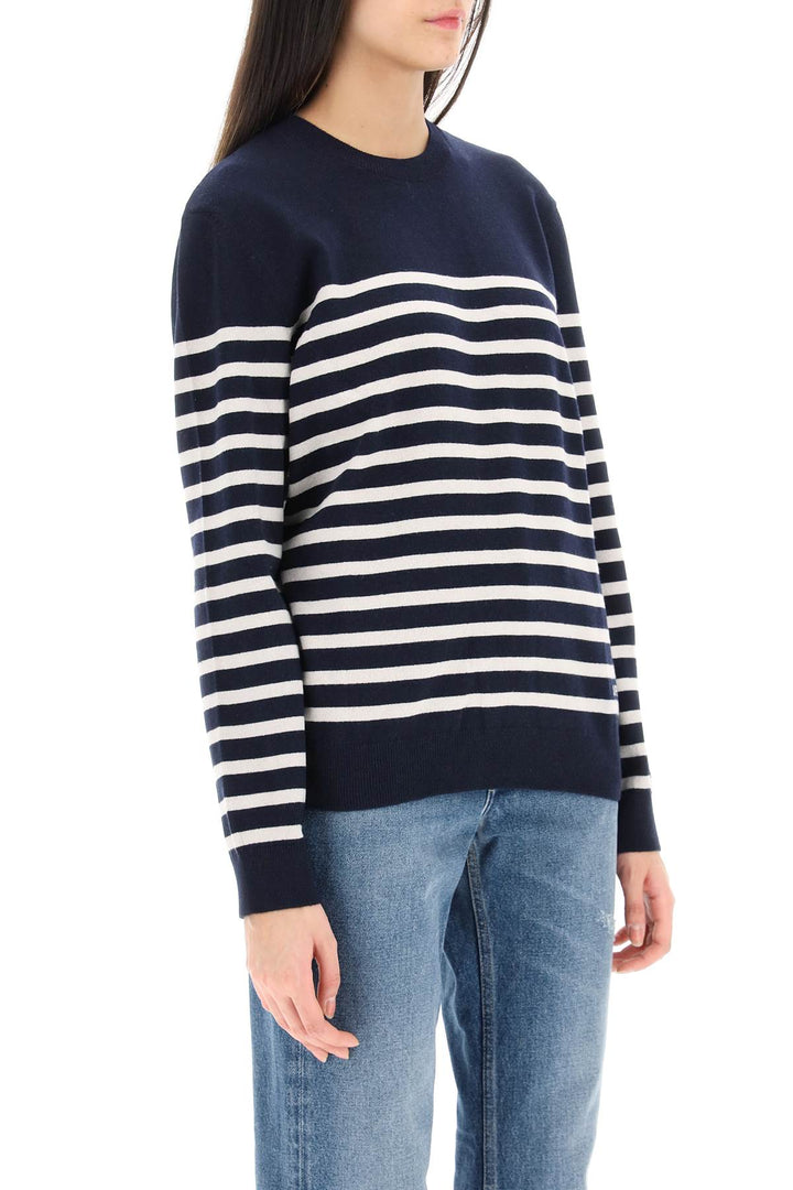 A.P.C. 'Phoebe' Striped Cashmere And Cotton Sweater   Blu