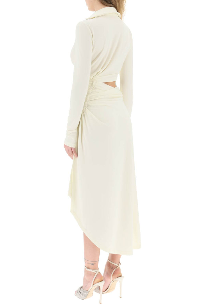 Off White Asymmetric Cut Out Jersey Dress   Bianco