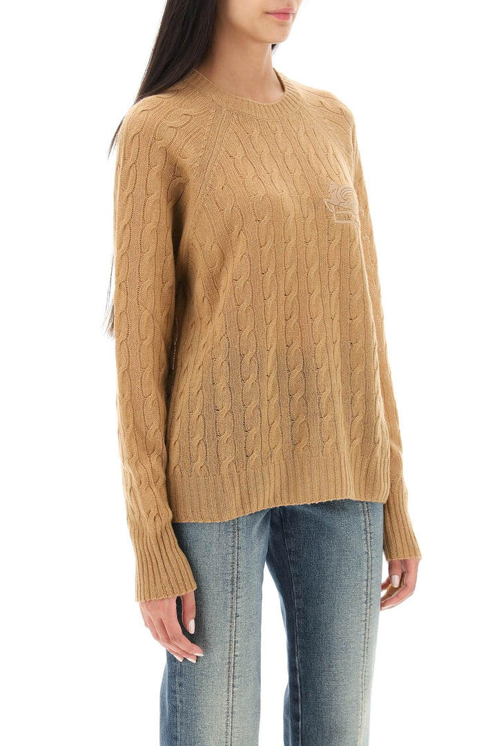 Etro Cashmere Sweater With Pegasus Embroidery   Beige