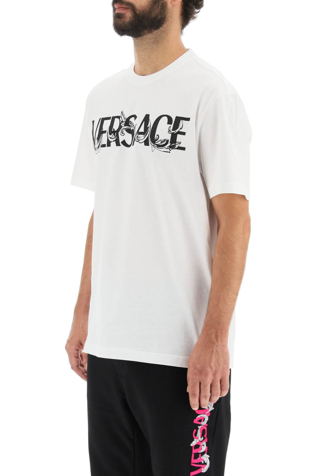 Versace Cotton Logo T Shirt   Bianco
