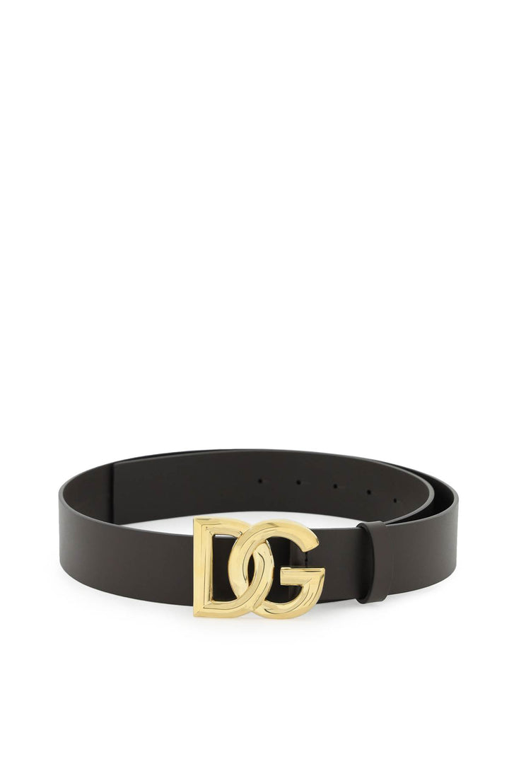 Dolce & Gabbana Lux Leather Belt With Dg Buckle   Black