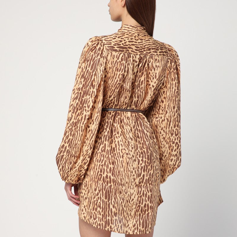 ZIMMERMANN Leopard print short linen dress