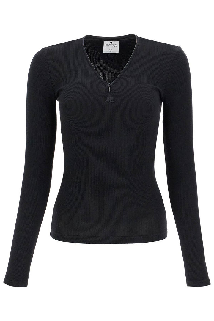 Courreges Fitted Long Sleeve Top   Black