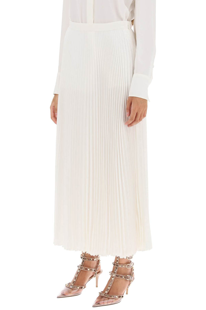 Valentino Garavani Silk Jacquard Toile Iconographe Pleated Skirt   Bianco