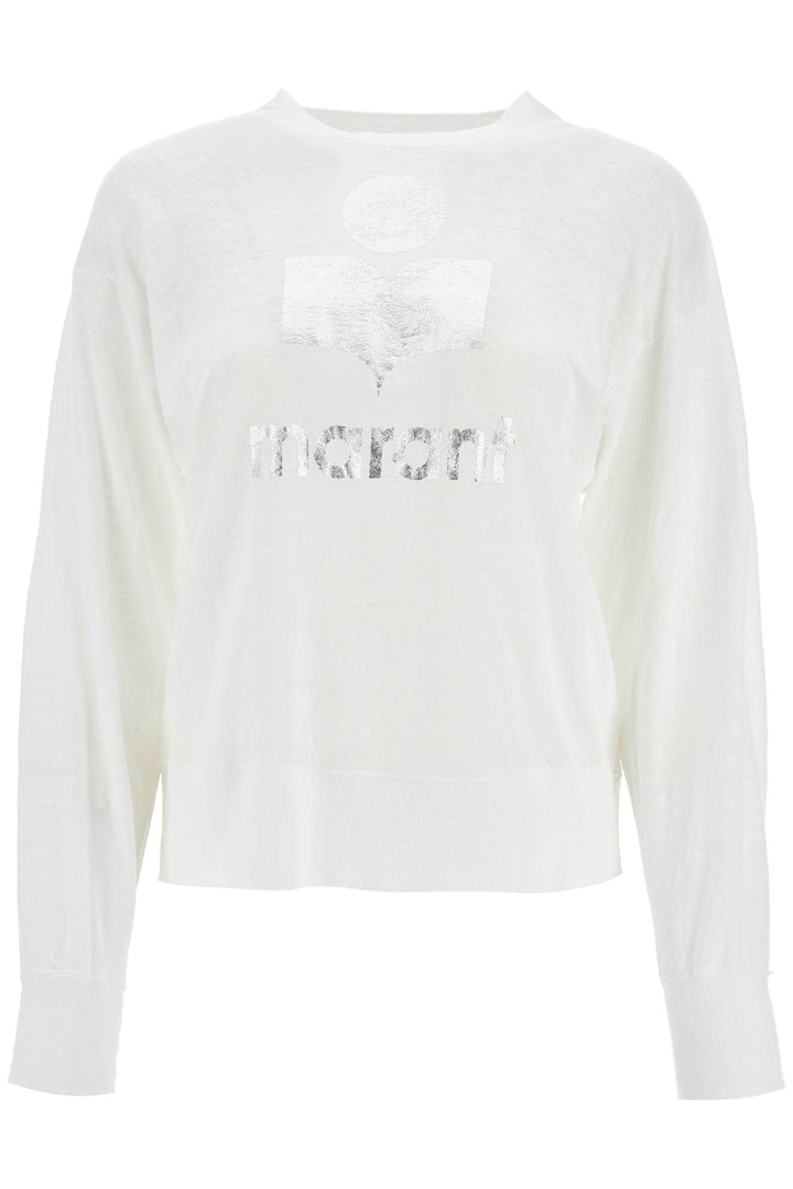 Isabel Marant Etoile Klowia T Shirt With Metallic Logo Print   Silver
