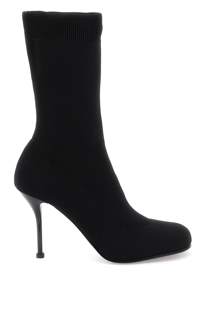 Alexander Mcqueen Knitted Ankle Boots   Nero