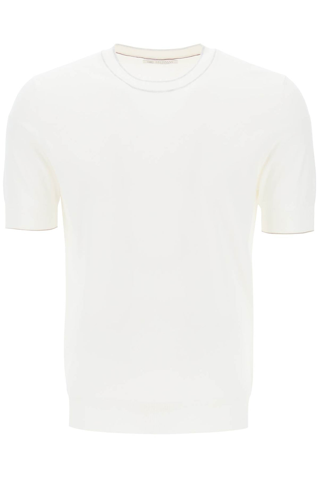 Brunello Cucinelli Cotton Yarn T Shirt For Men   Bianco