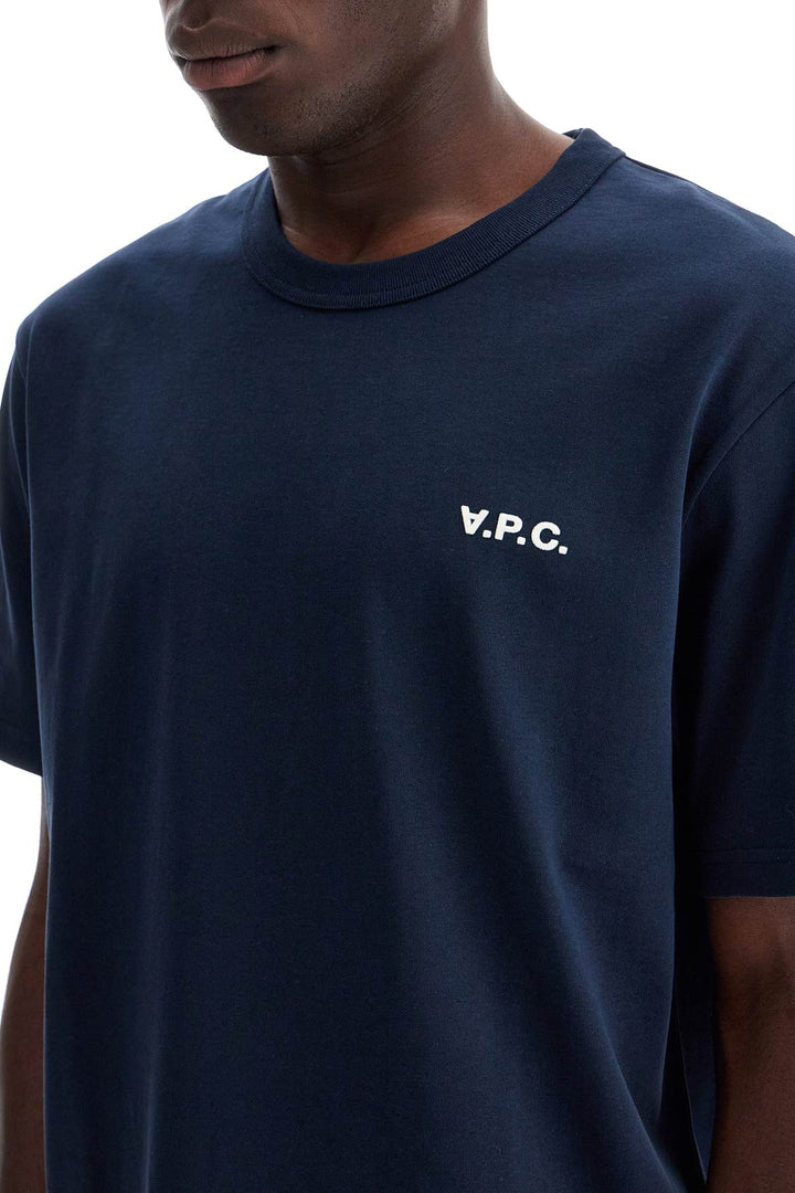 A.P.C. Flocked Logo T Shirt With   Blue