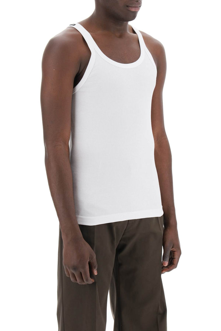 Dolce & Gabbana Replace With Double Quoteribbed Slim Shoulder Tank Top   White