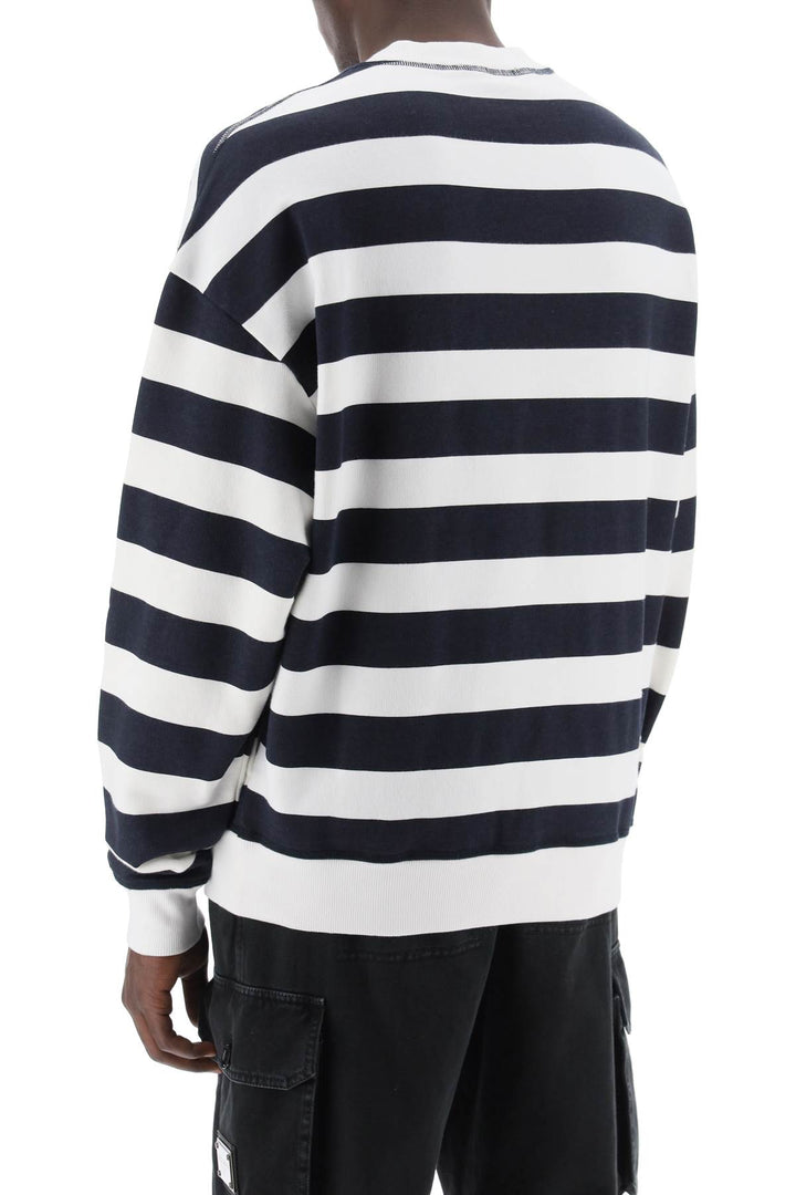 Dolce & Gabbana Striped Sweatshirt With Embroidered Logo   White