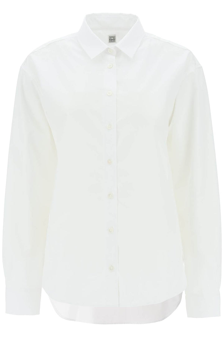 Toteme Logo Embroidered Cotton Shirt   Bianco