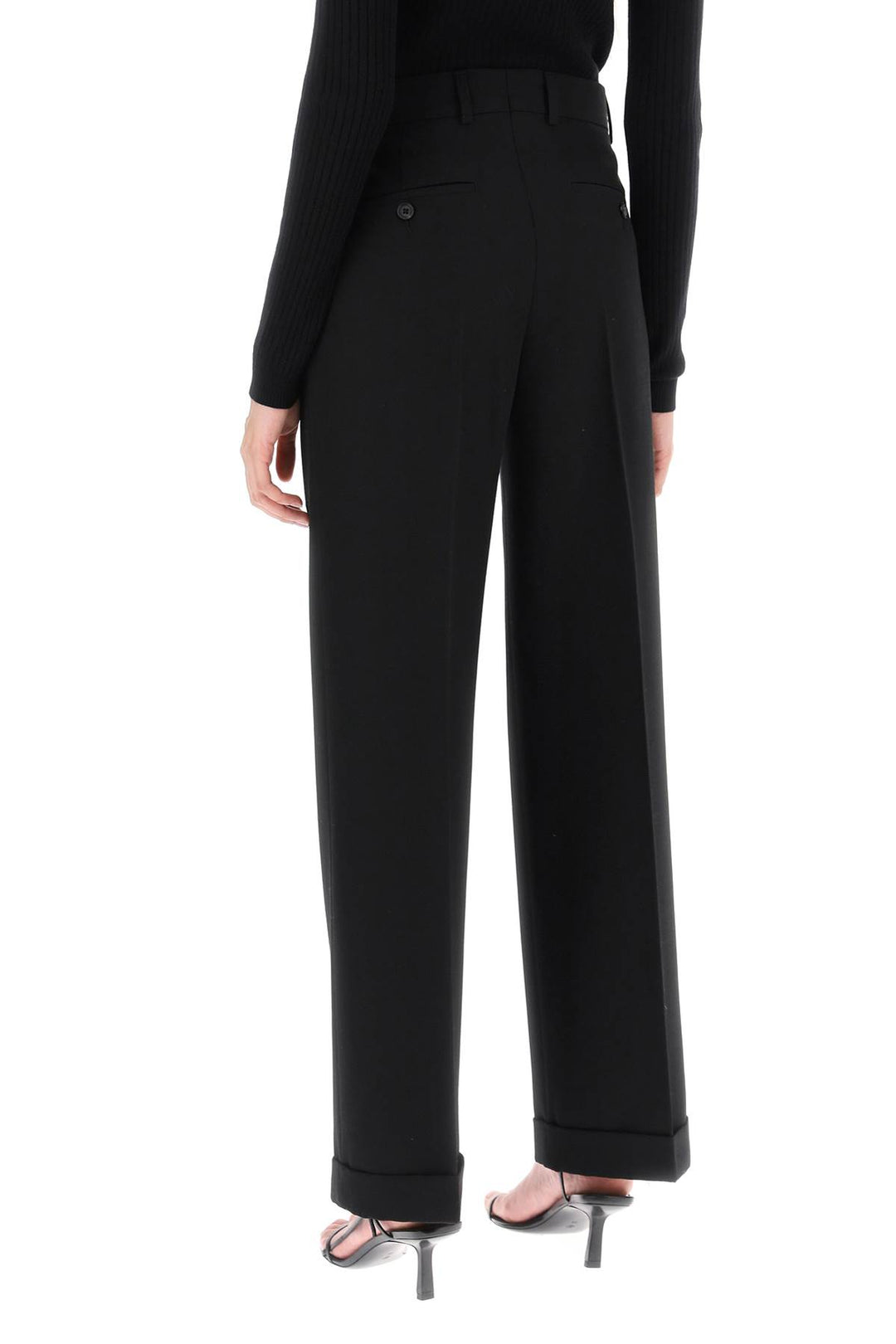 Toteme Cuffed Straight Trousers   Black