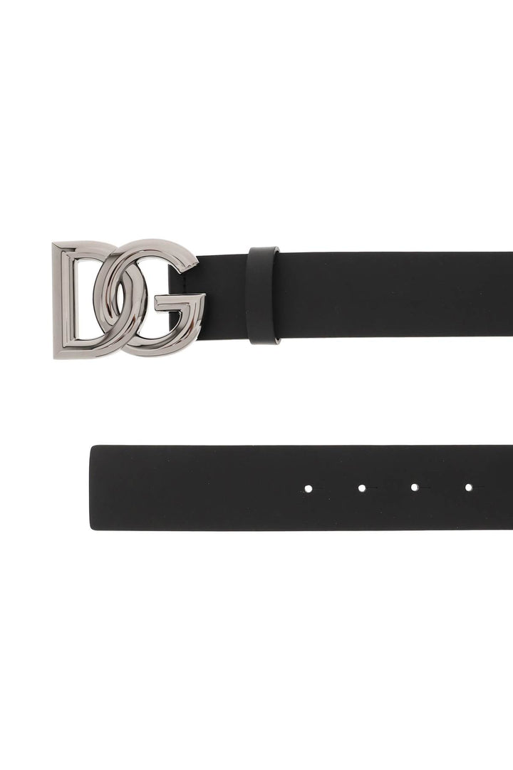Dolce & Gabbana Lux Leather Belt With Dg Buckle   Black
