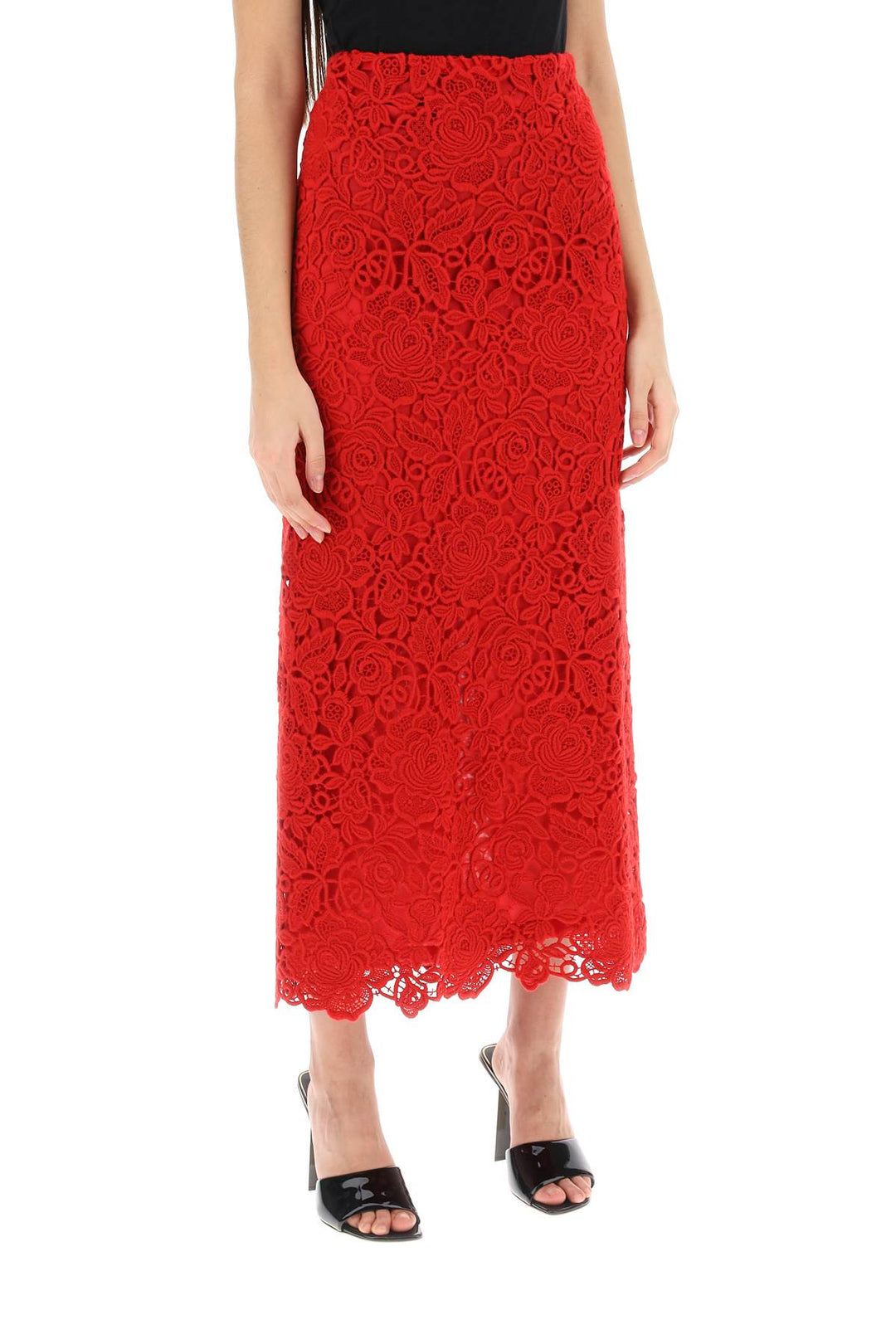 Valentino Garavani floral guipure lace pencil skirt