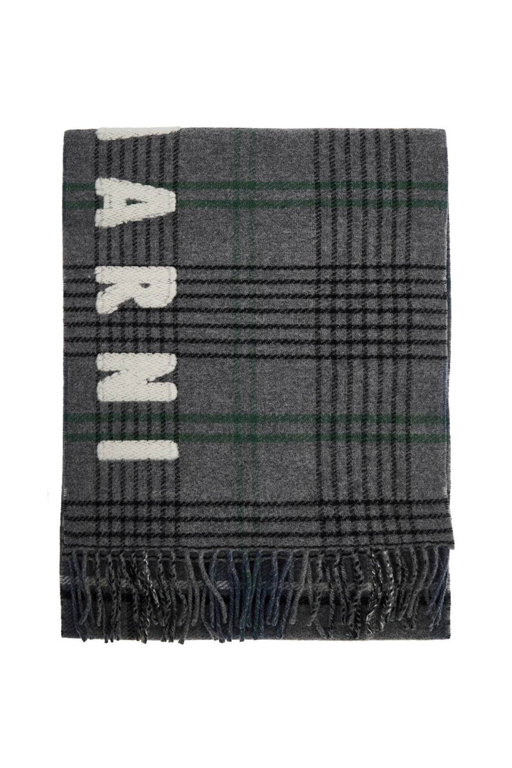 Marni Double Check Wool Scarf In 8   Grey
