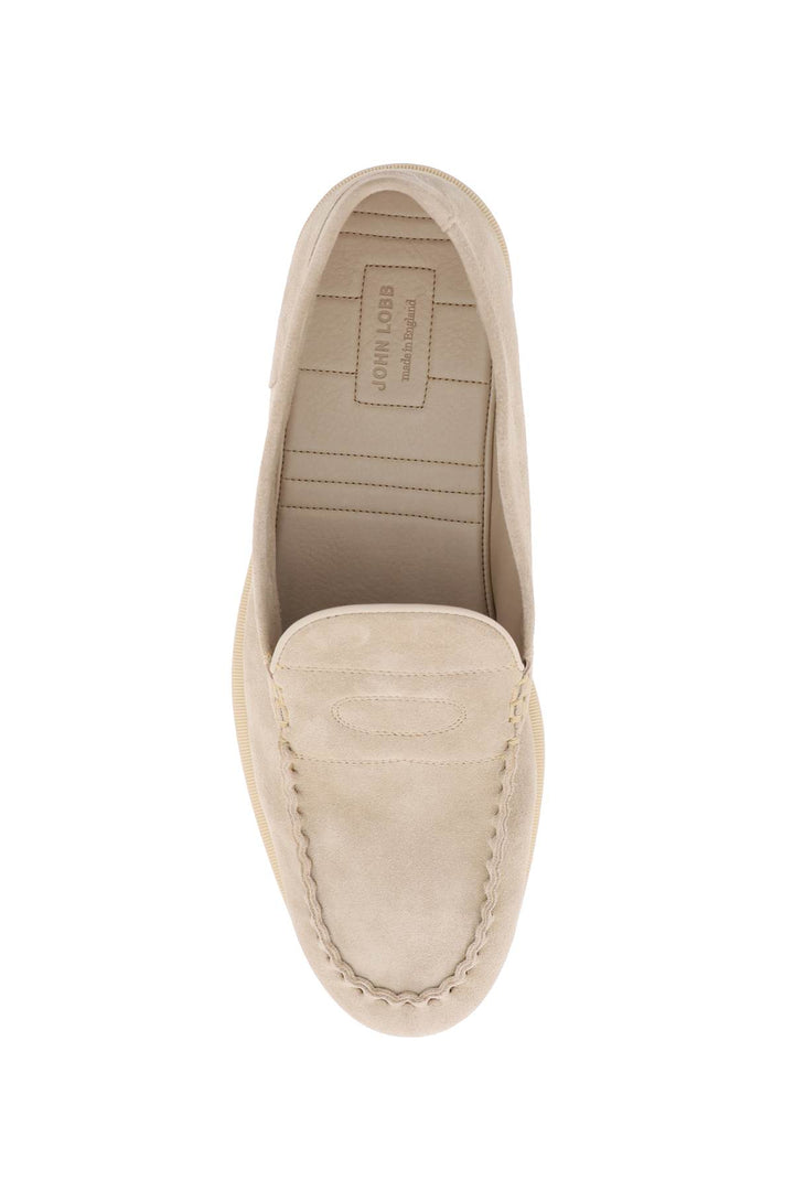 John Lobb Suede Leather Pace Loafers For   Grey