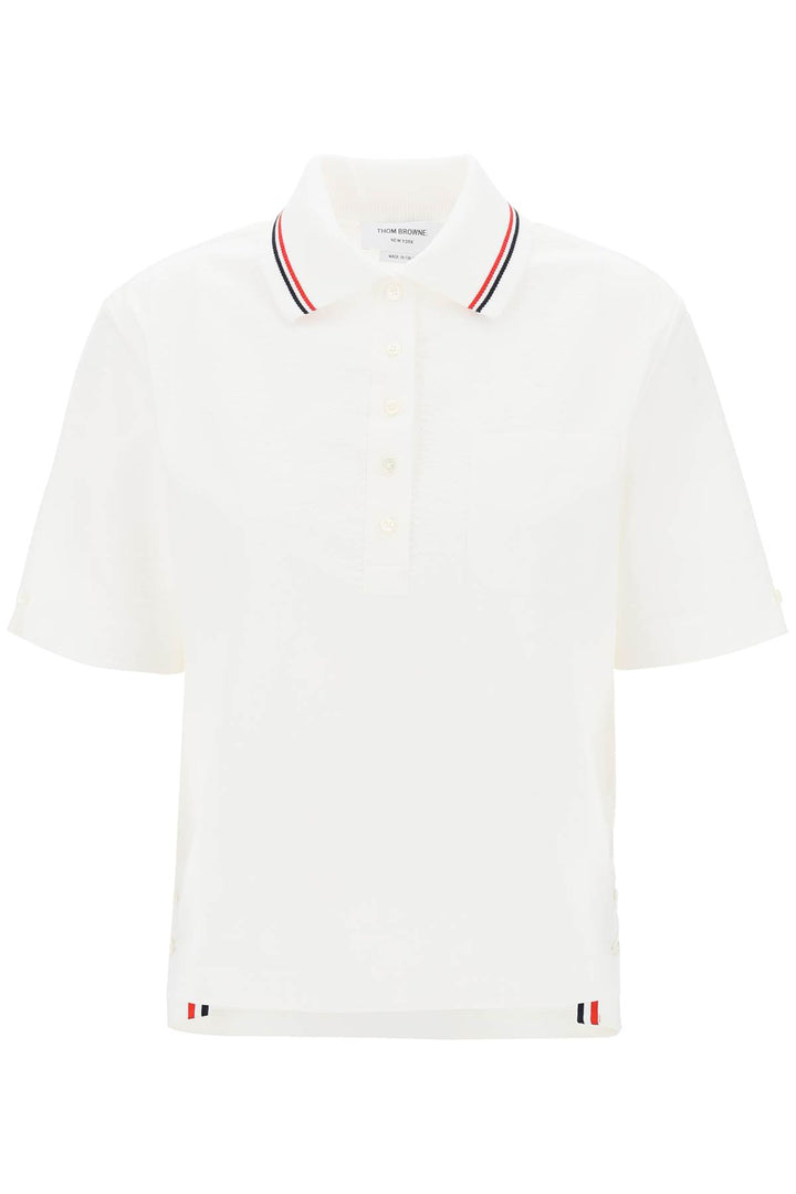 Thom Browne Seersucker Polo Shirt   Bianco