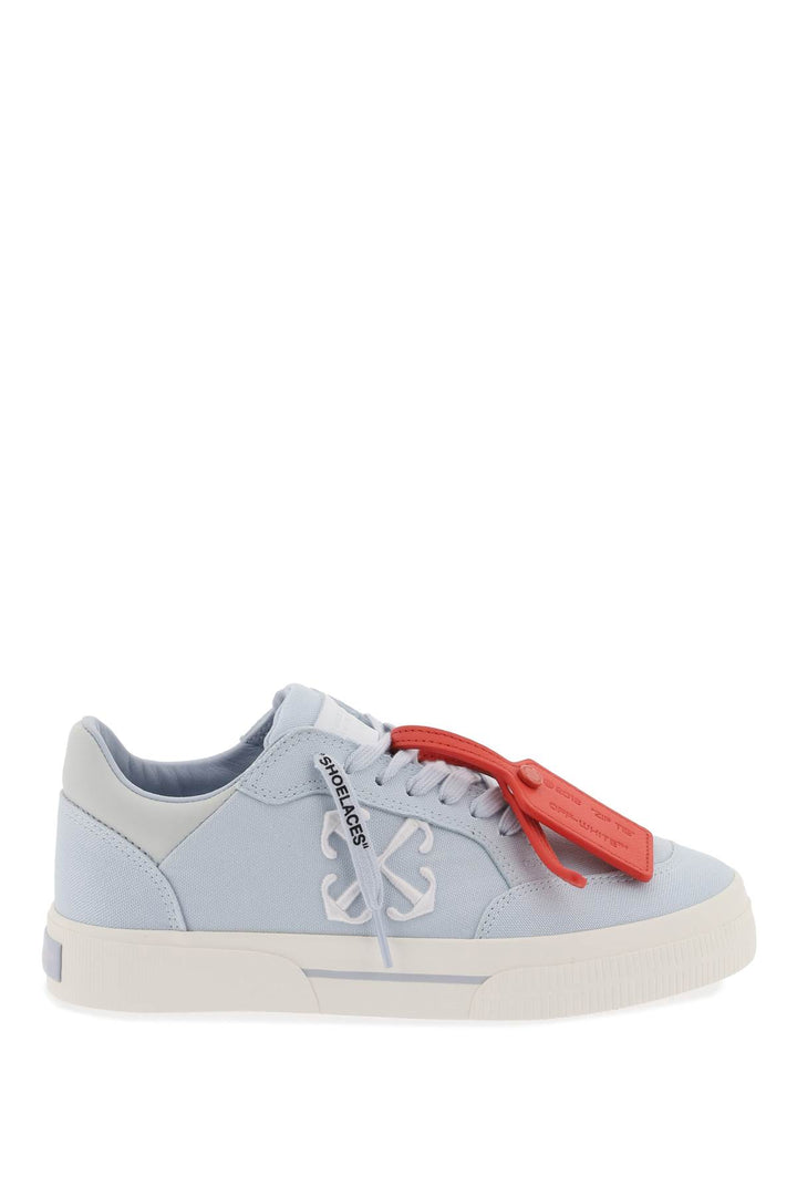 Off White Low Canvas Vulcanized Sneakers In   Light Blue