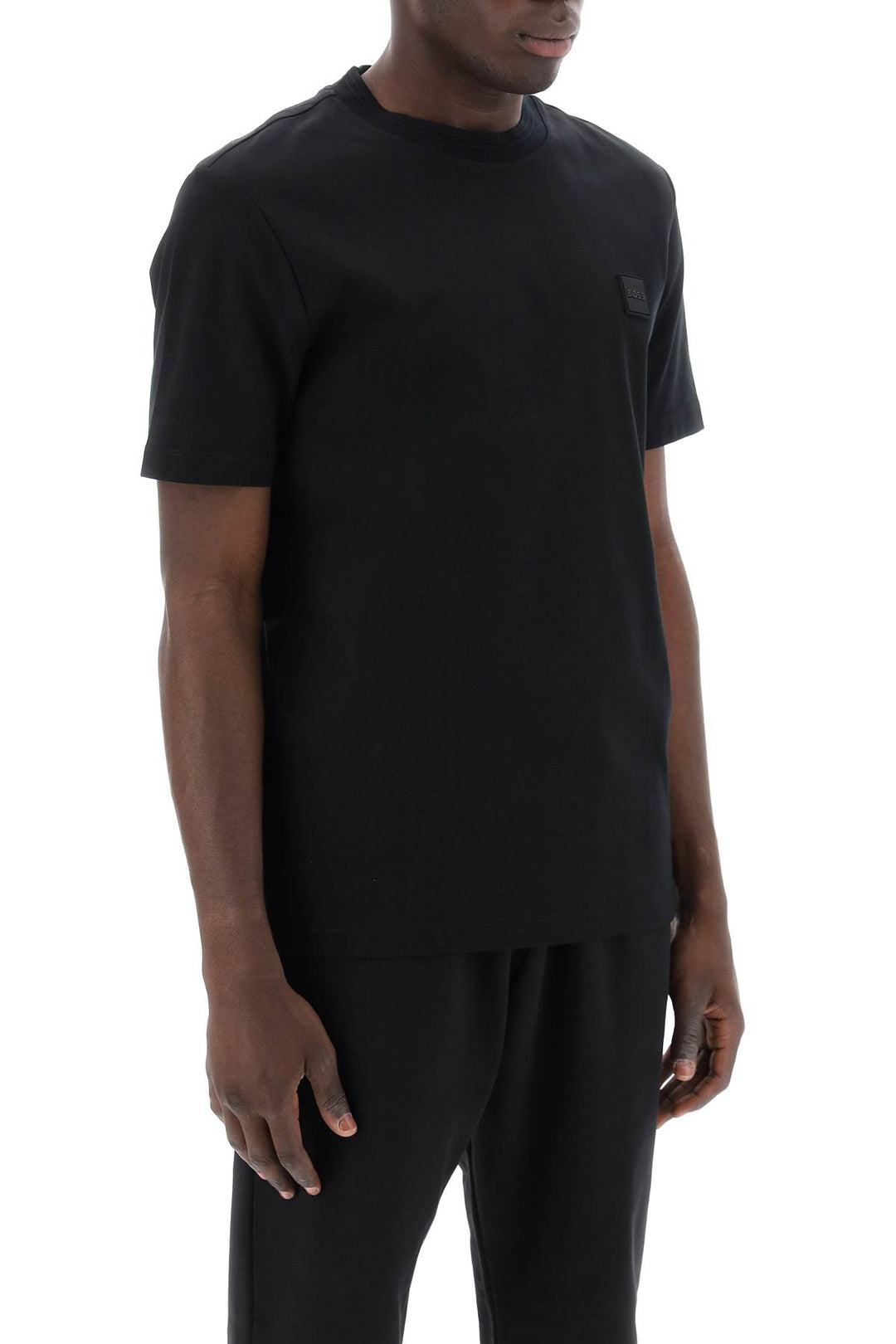 Boss Regular Fit T Shirt With Patch Design   Black