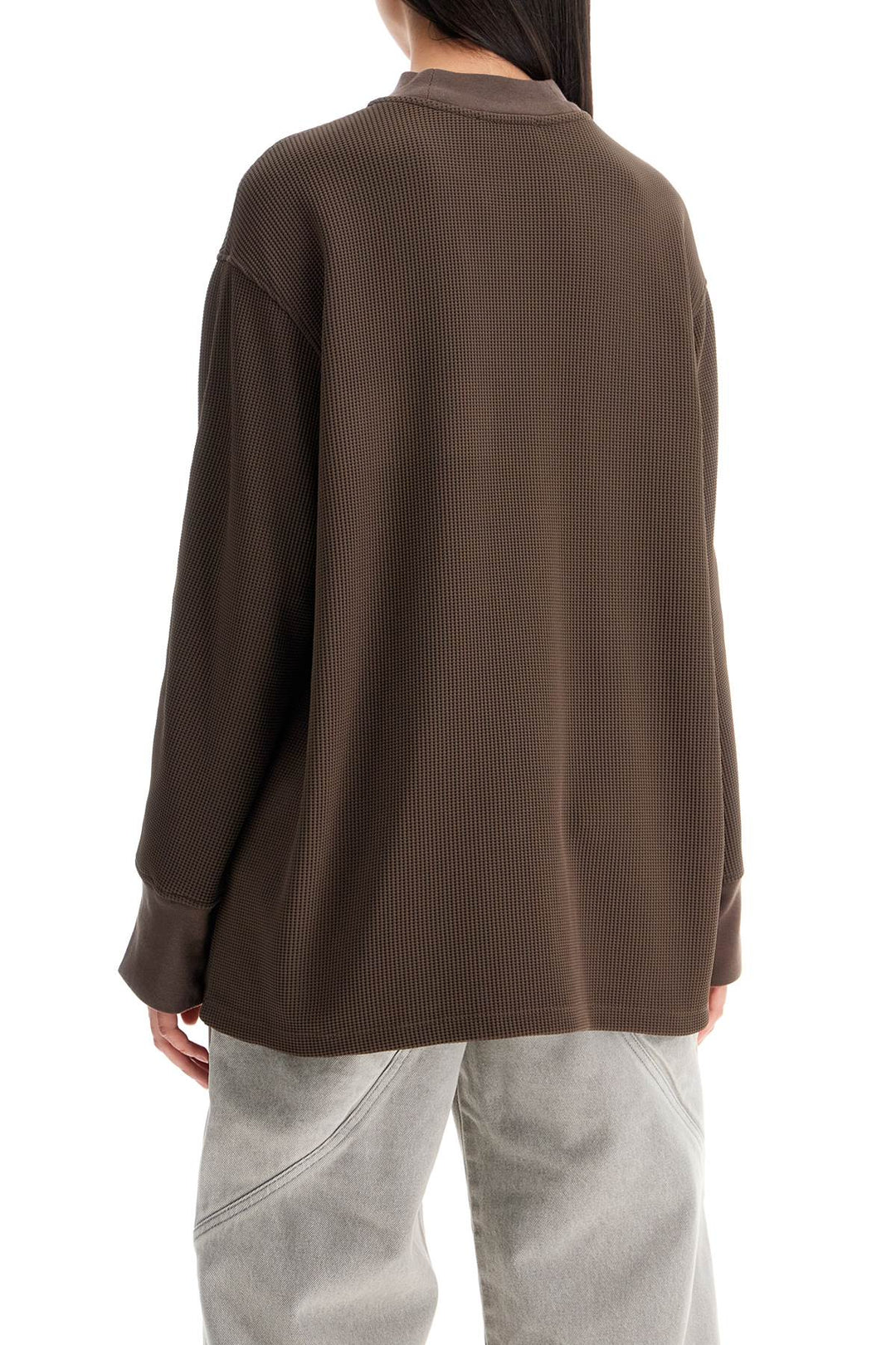 The Attico Long Sleeved Waffle Jersey T   Brown