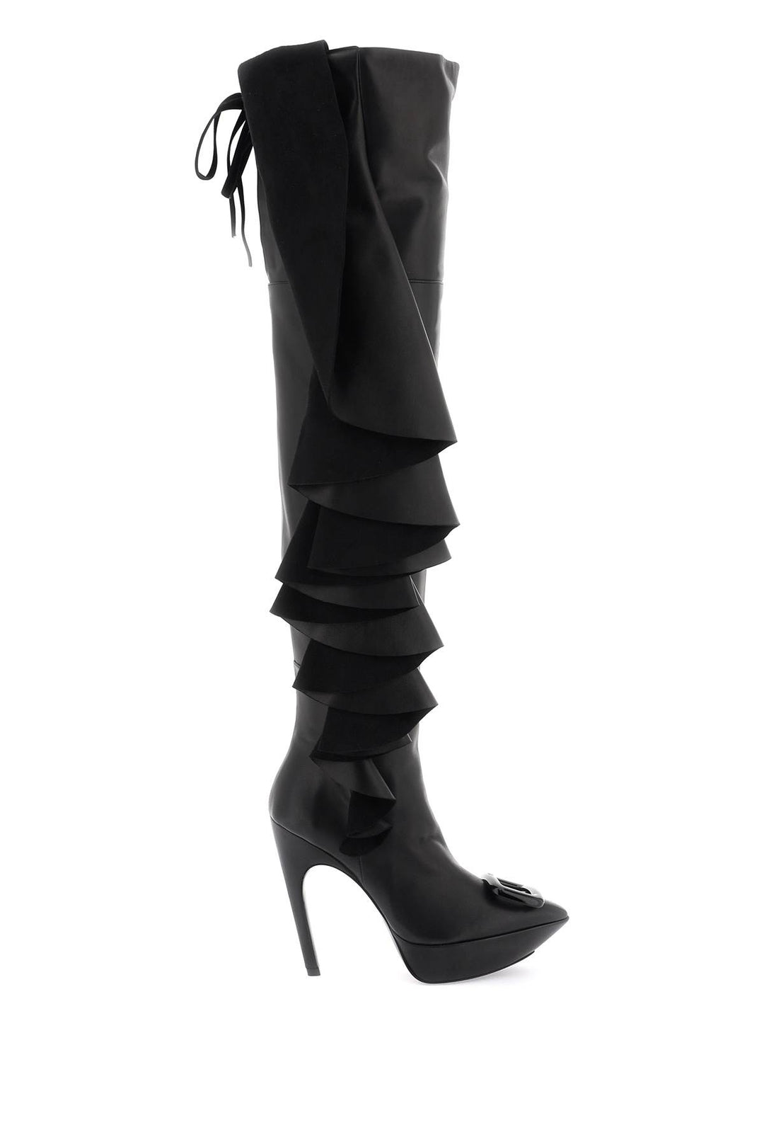 Roger Vivier 'Choc Buckle Boots With Ruffles   Nero