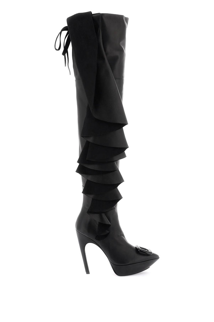 Roger Vivier 'Choc Buckle Boots With Ruffles   Nero